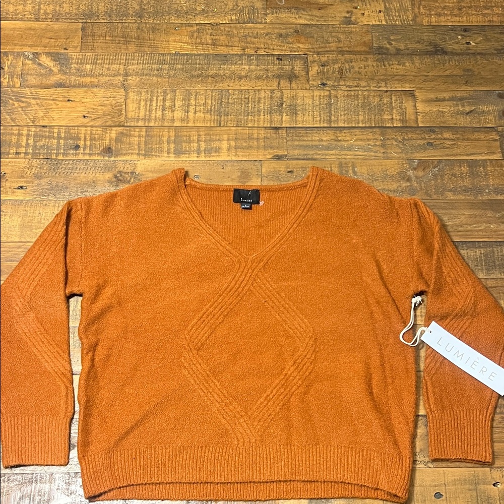 Lumiere Women's V-Neck Sweater in Burnt Orange